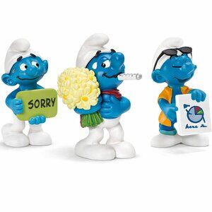 Vintage  Authentic Schleich Smurf -Sorry Smurf and More Set of 3 (A) New w/Tag